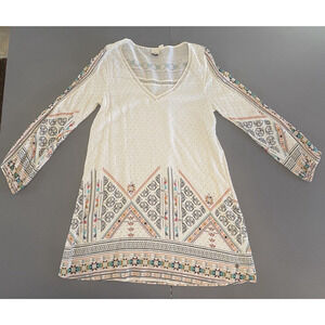 Roxy Dress Womens Size Medium Beige Roxie April Morning Aztec Design Mini